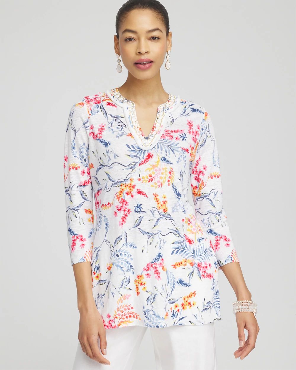 売れ筋商品|||オルセン カットソー トップス レディース Women's Ornamental Print Tunic T-Shirt Indigo denim a630304.001?$aempdlarge80$
